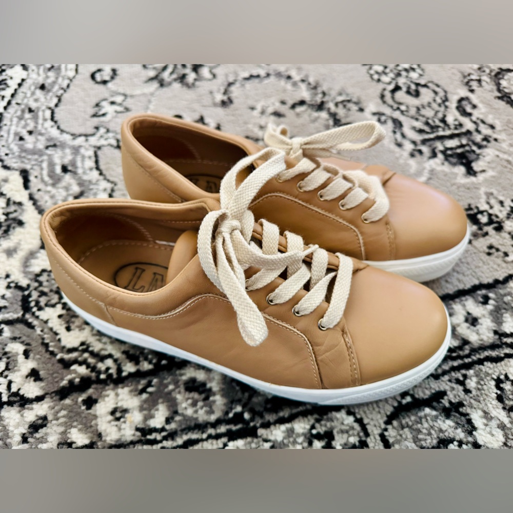 Tan Real Leather Women's Sneakers